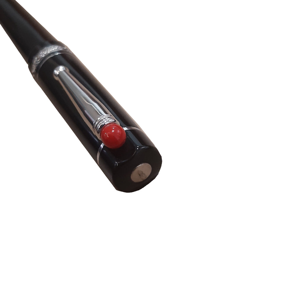 Delta We 17 Black Resin with Sterling Silver Ring Red Pepper Rollerball Pen