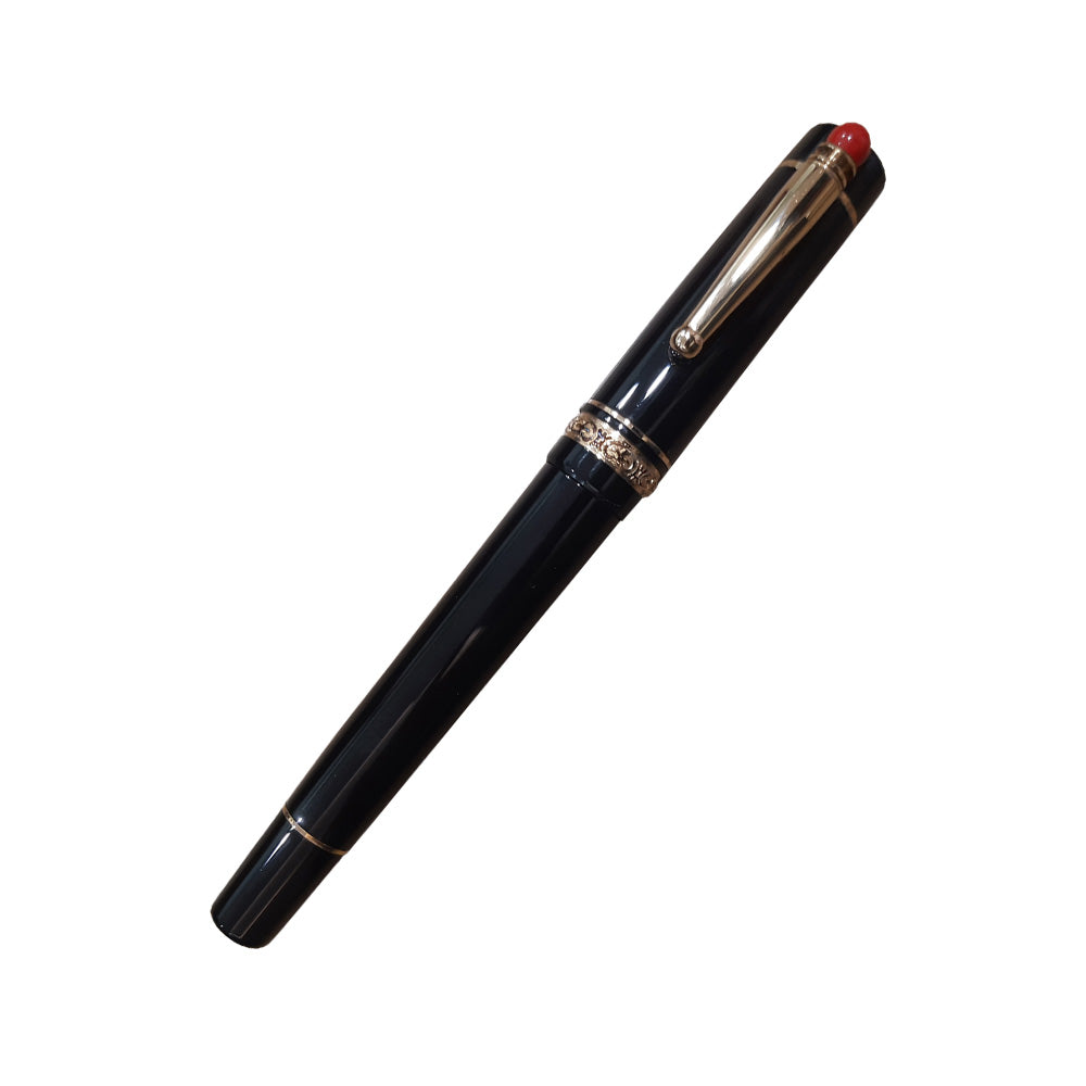 Delta We 17 Black Resin with Gold Plated Trim/Ring Red Pepper Rollerball Pen