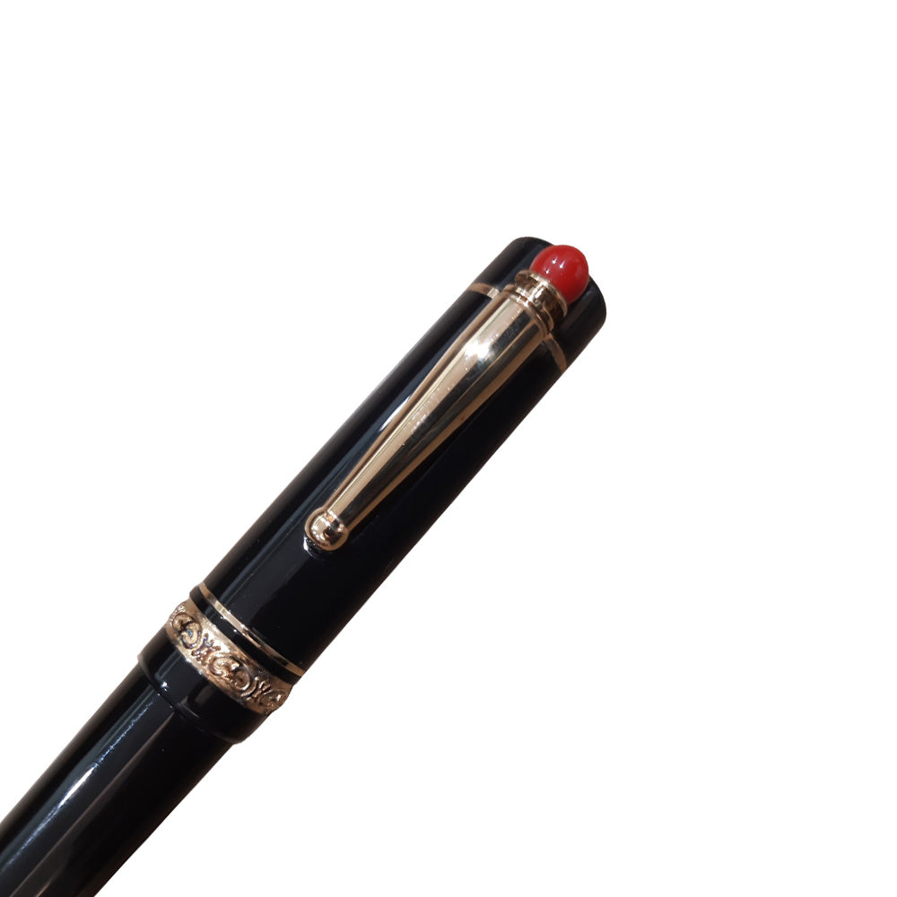 Delta We 17 Black Resin with Gold Plated Trim/Ring Red Pepper Rollerball Pen