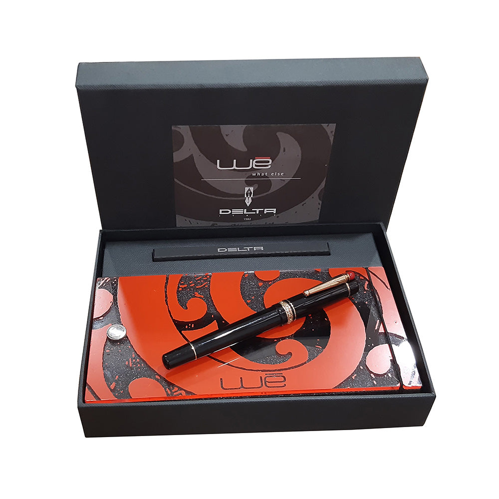 Delta We 17 Black Resin with Gold Plated Trim/Ring Red Pepper Rollerball Pen
