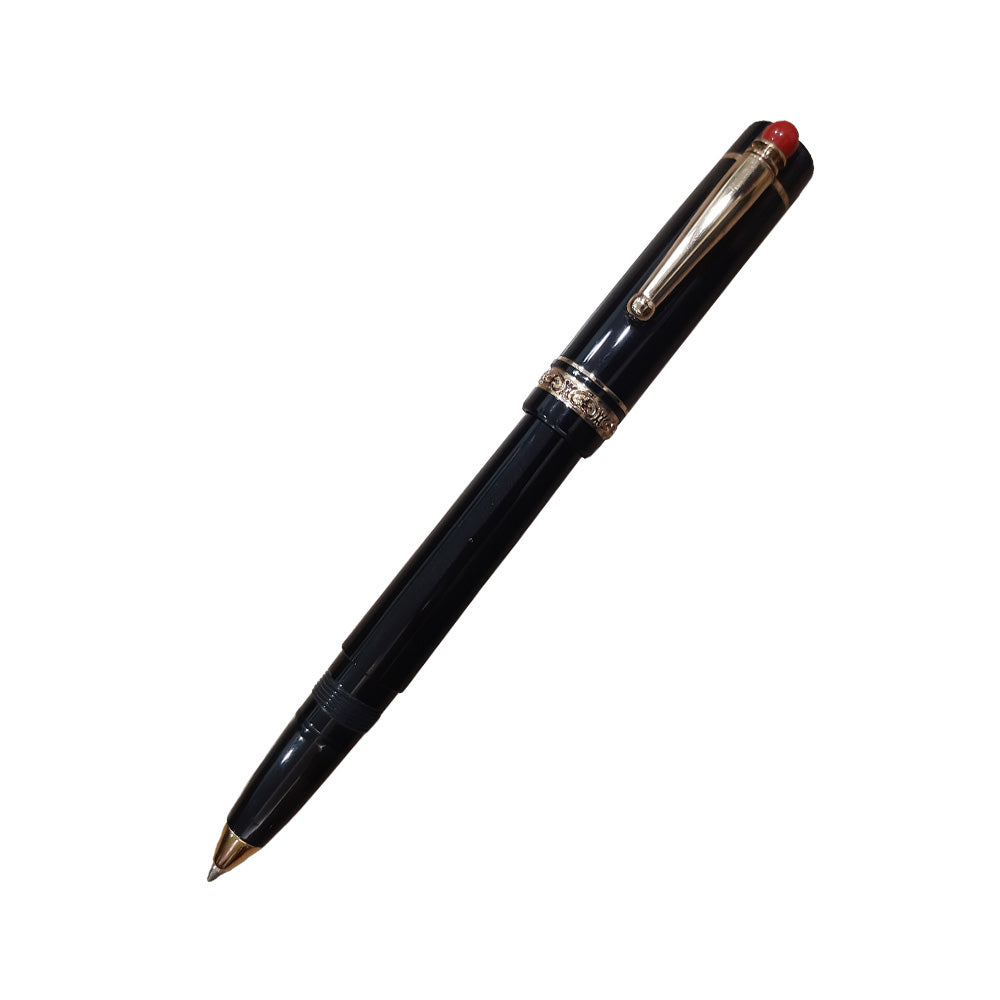 Delta We 17 Black Resin with Gold Plated Trim/Ring Red Pepper Rollerball Pen