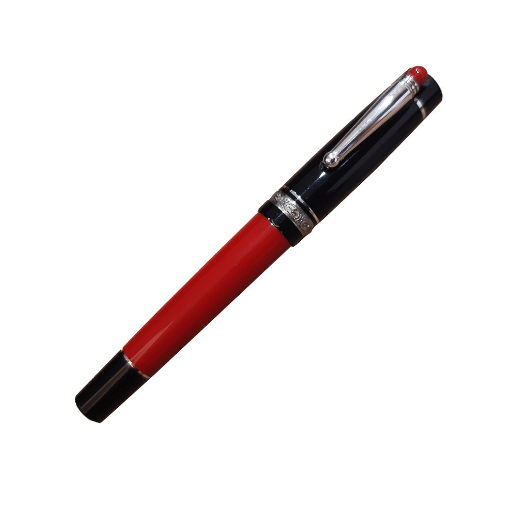 Delta We Smorfia Red-Black Resin with Silver Sterling Ring Rollerball Pen