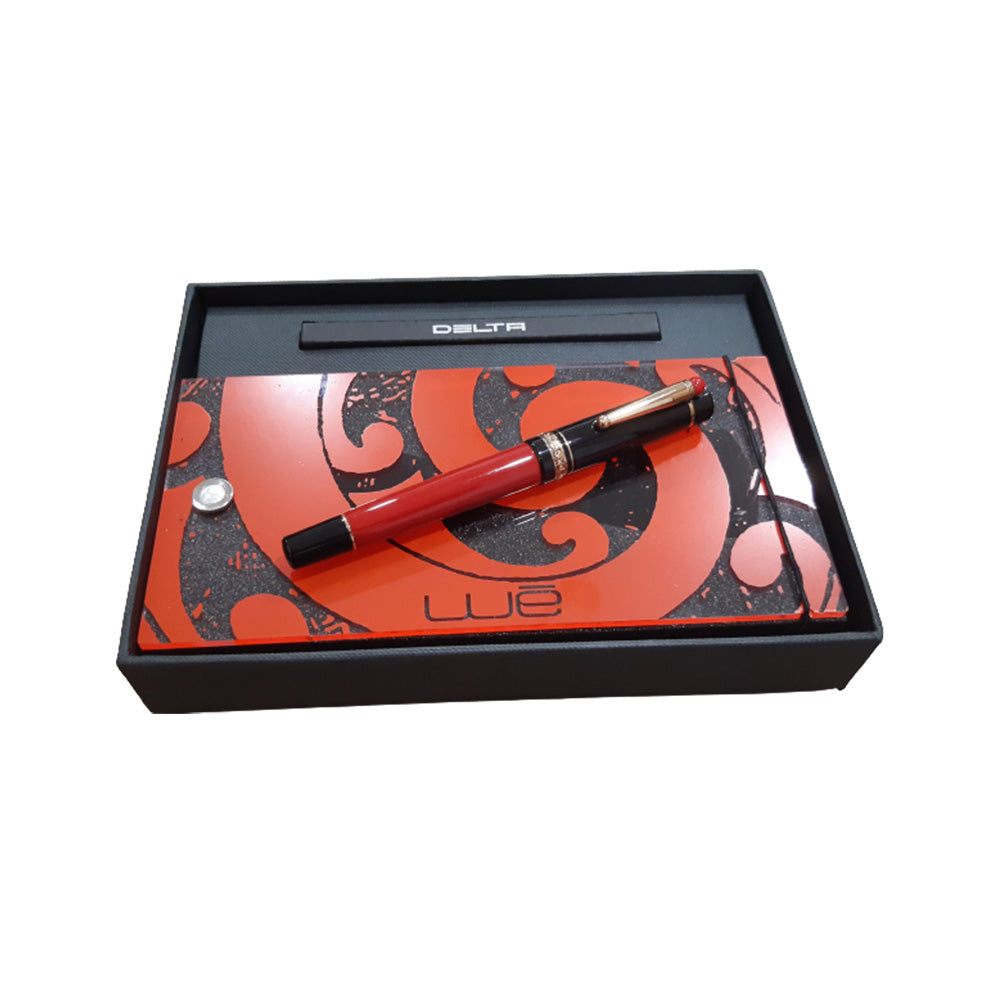 Delta We Smorfia Red-Black Resin with Gold Plated Trim Rollerball Pen