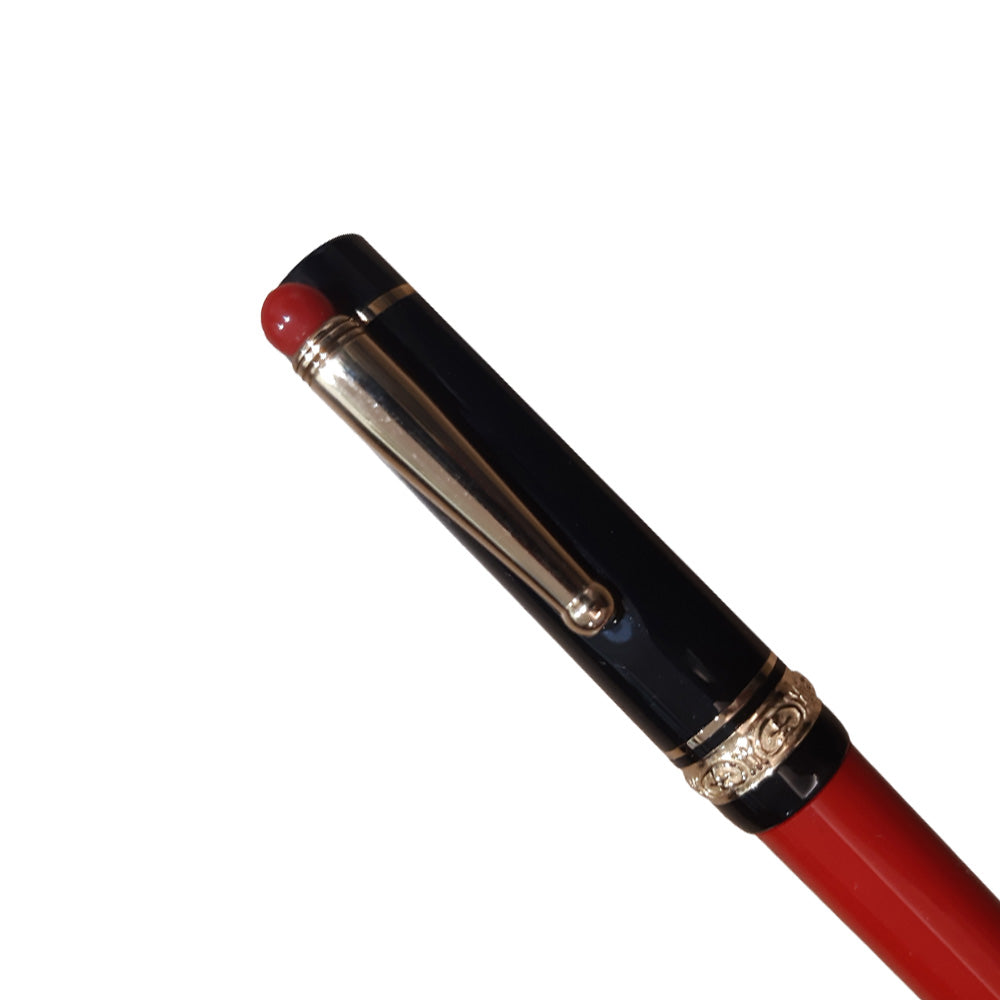 Delta We Smorfia Red-Black Resin with Gold Plated Ring Ballpoint Pen