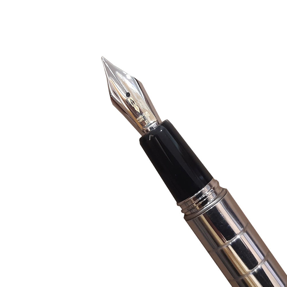 Delta Prestige Sterling Silver with Rhodium Trim Fountain Pen – 18Kt Gold Fusion Fine Nib