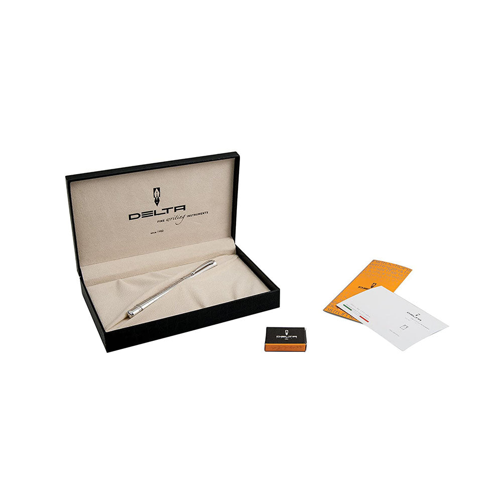 Delta Prestige Sterling Silver with Rhodium Trim Fountain Pen – Medium Nib
