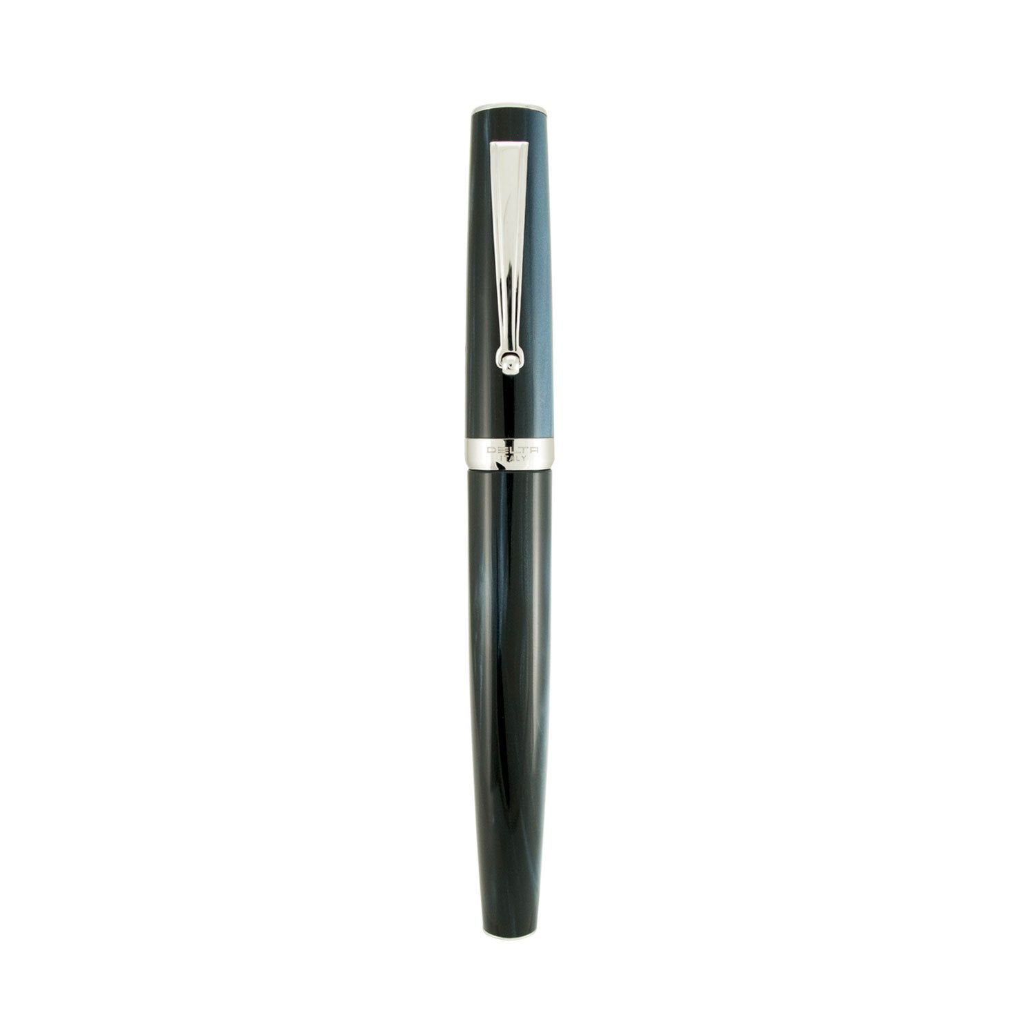 Delta Intesa Pearled Blue Resin with Rhodium Trim Fountain Pen - Stainless Steel Nib