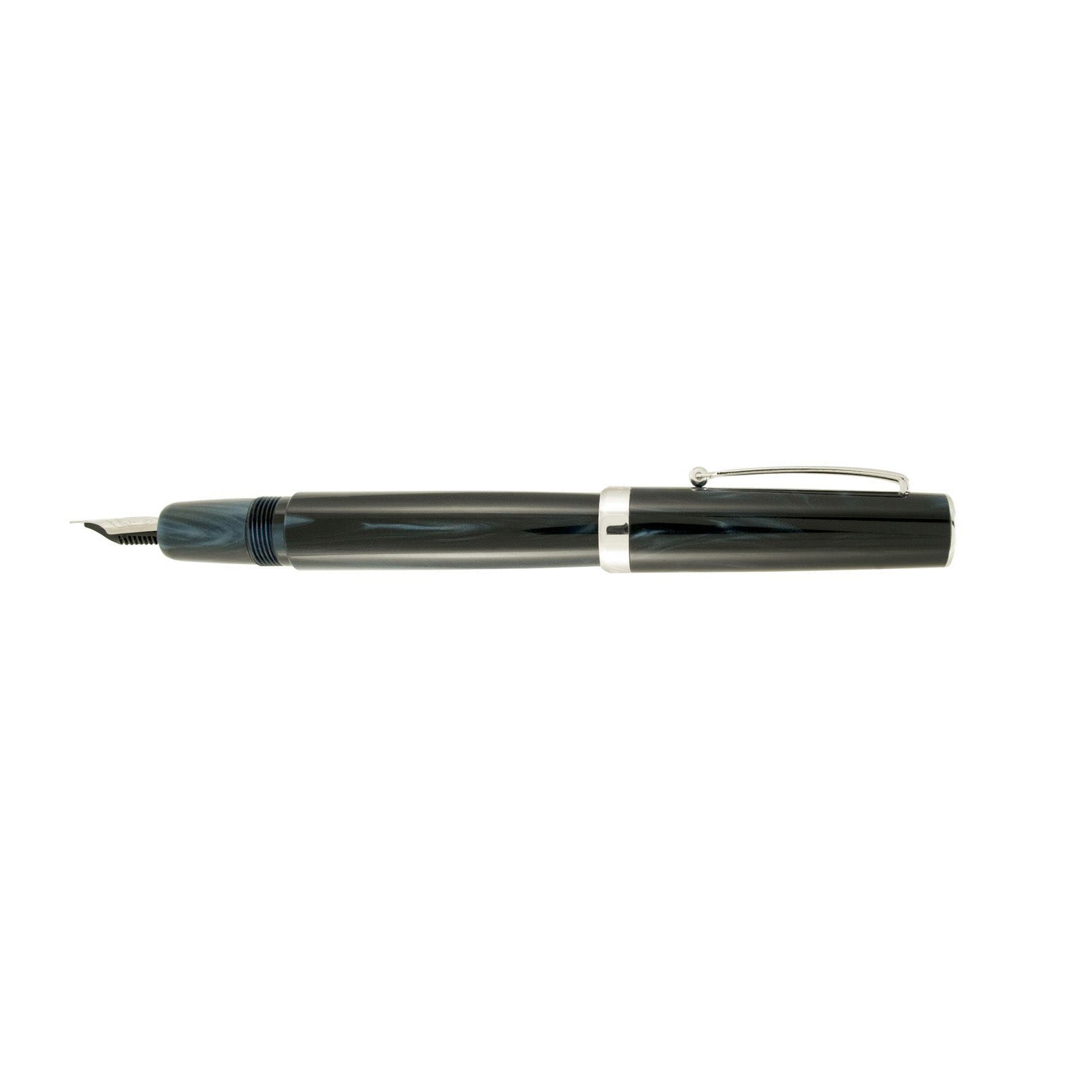 Delta Intesa Pearled Blue Resin with Rhodium Trim Fountain Pen - Stainless Steel Nib