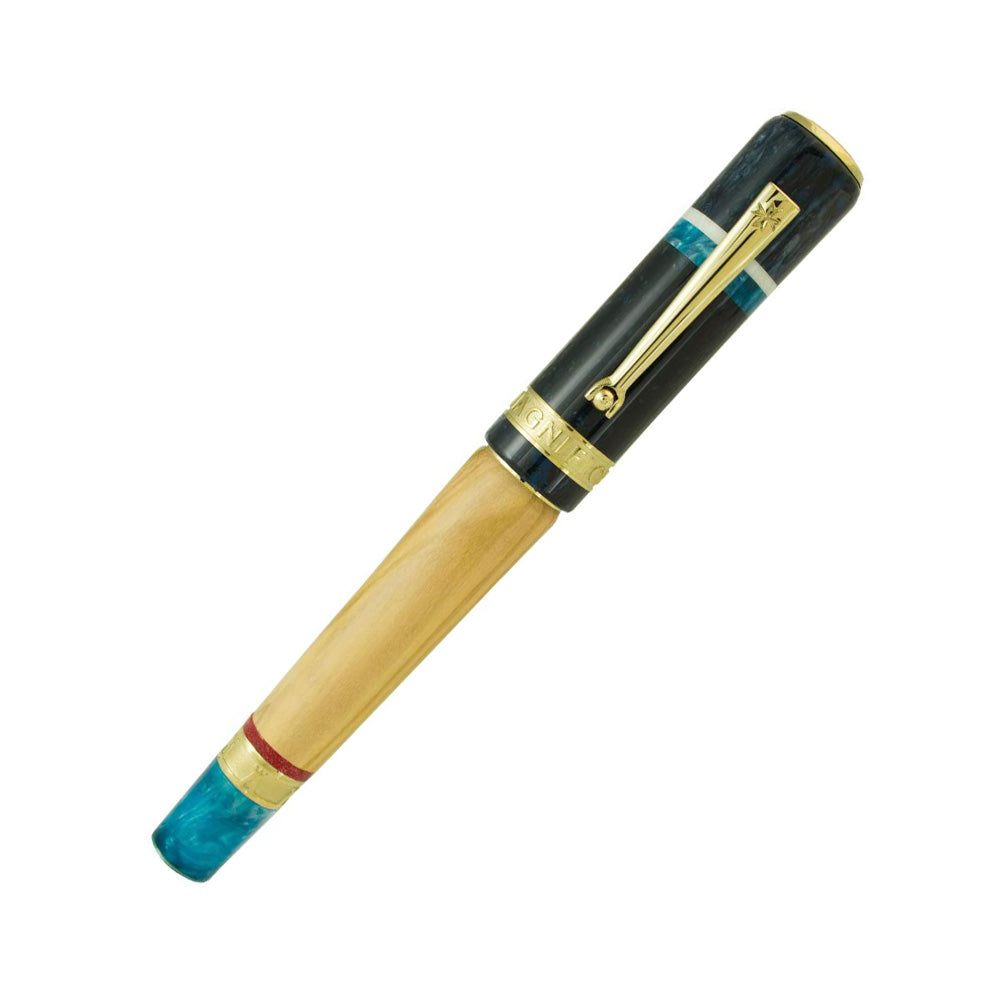 Delta Magnifica Amalfi Olive Wood Resin with Gold Trim Fountain Pen – 18Kt Gold Medium Nib