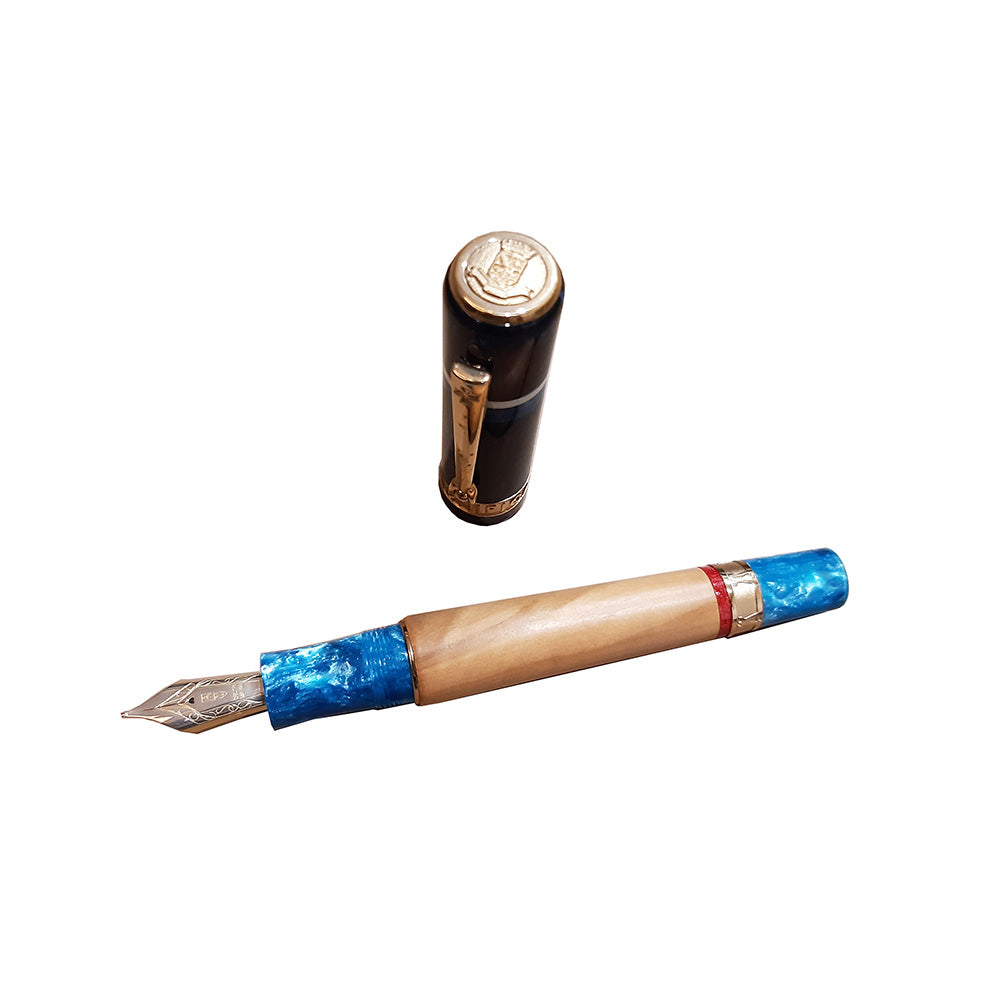 Delta Magnifica Amalfi Olive Wood Resin with Gold Trim Fountain Pen – 18Kt Gold Medium Nib