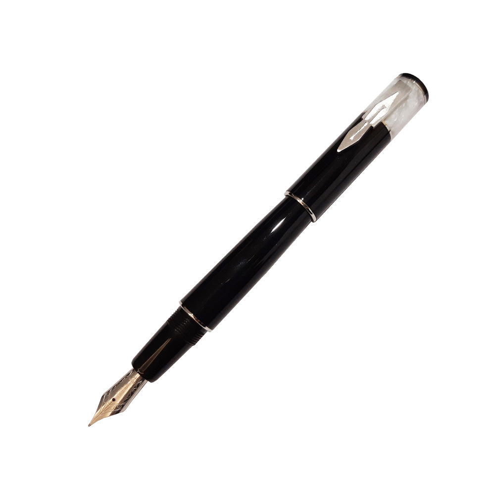 Delta Icon Black Resin with White Cap CT Fountain Pen – Broad Nib