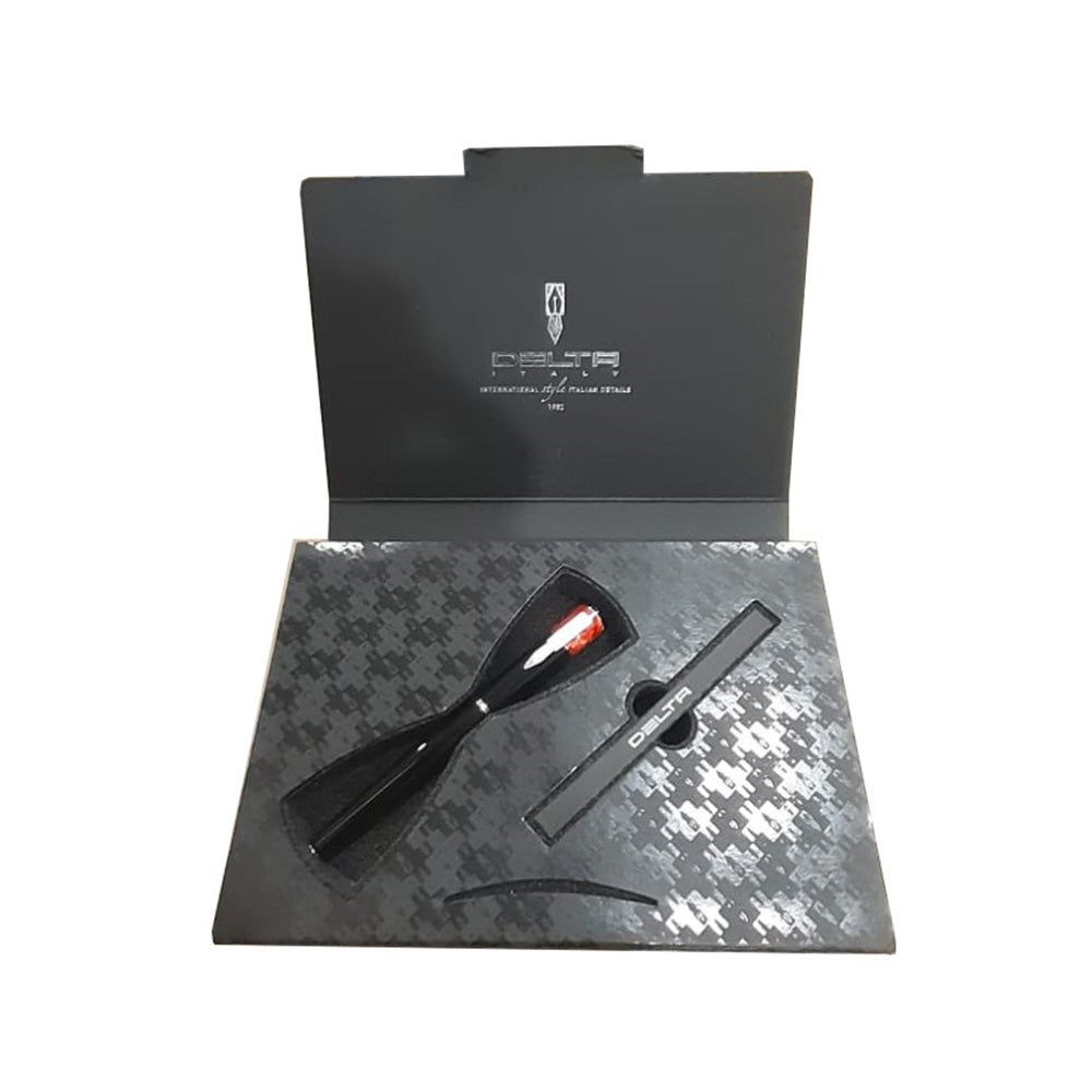 Delta Icon Black Resin with Red Cap CT Fountain Pen – Stainless Steel Nib
