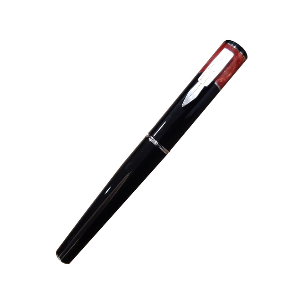 Delta Icon Black Resin with Red Cap Fountain Pen – Broad Nib