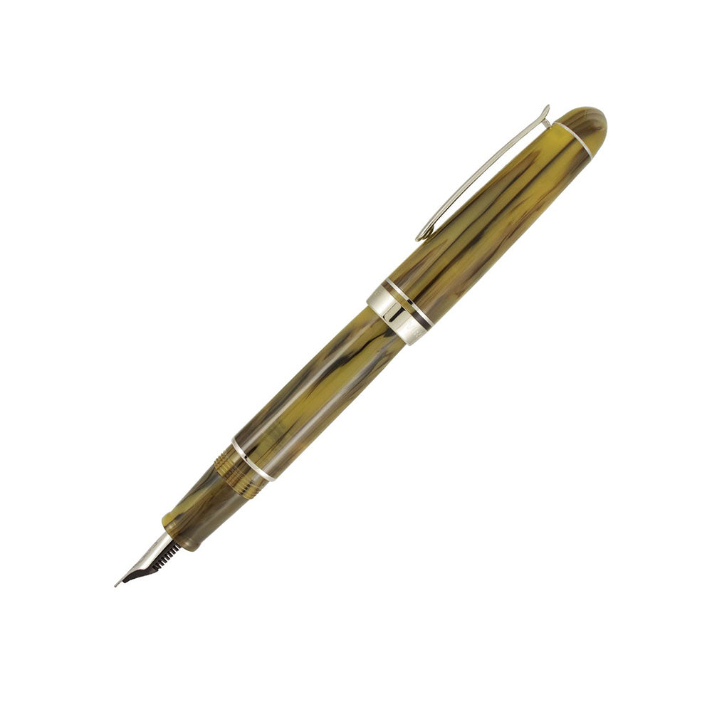 Delta Virtuosa Dark Horn Resin with Rhodium Trim Fountain Pen - Broad