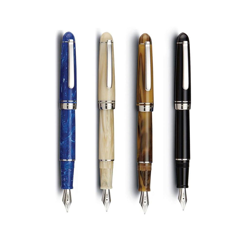 Delta Virtuosa Sea Blue Resin with Precious Rhodium Trim Fountain Pen - Broad Nib