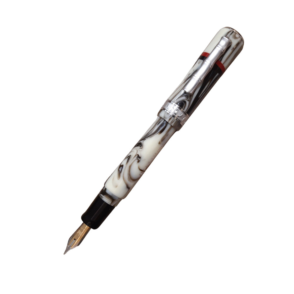 Delta Papuasi Iroko Wood with Rhodium Trim Limited Edition Fountain Pen – 18Kt Fusion Medium Nib