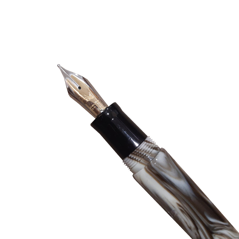 Delta Papuasi Iroko Wood with Rhodium Trim Limited Edition Fountain Pen – 18Kt Fusion Broad Nib