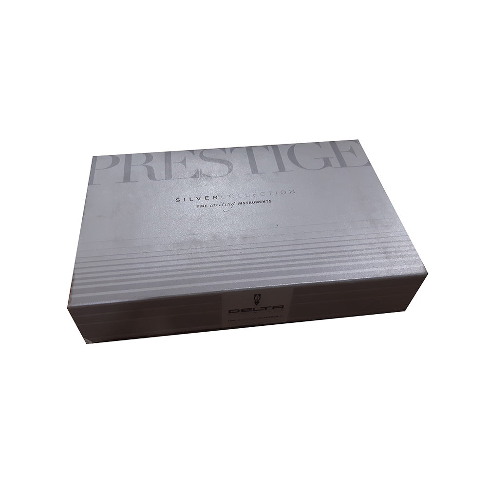Delta Prestige Doue Black-Sliver Resin with Sterling Silver Cap Fountain Pen – Medium Nib