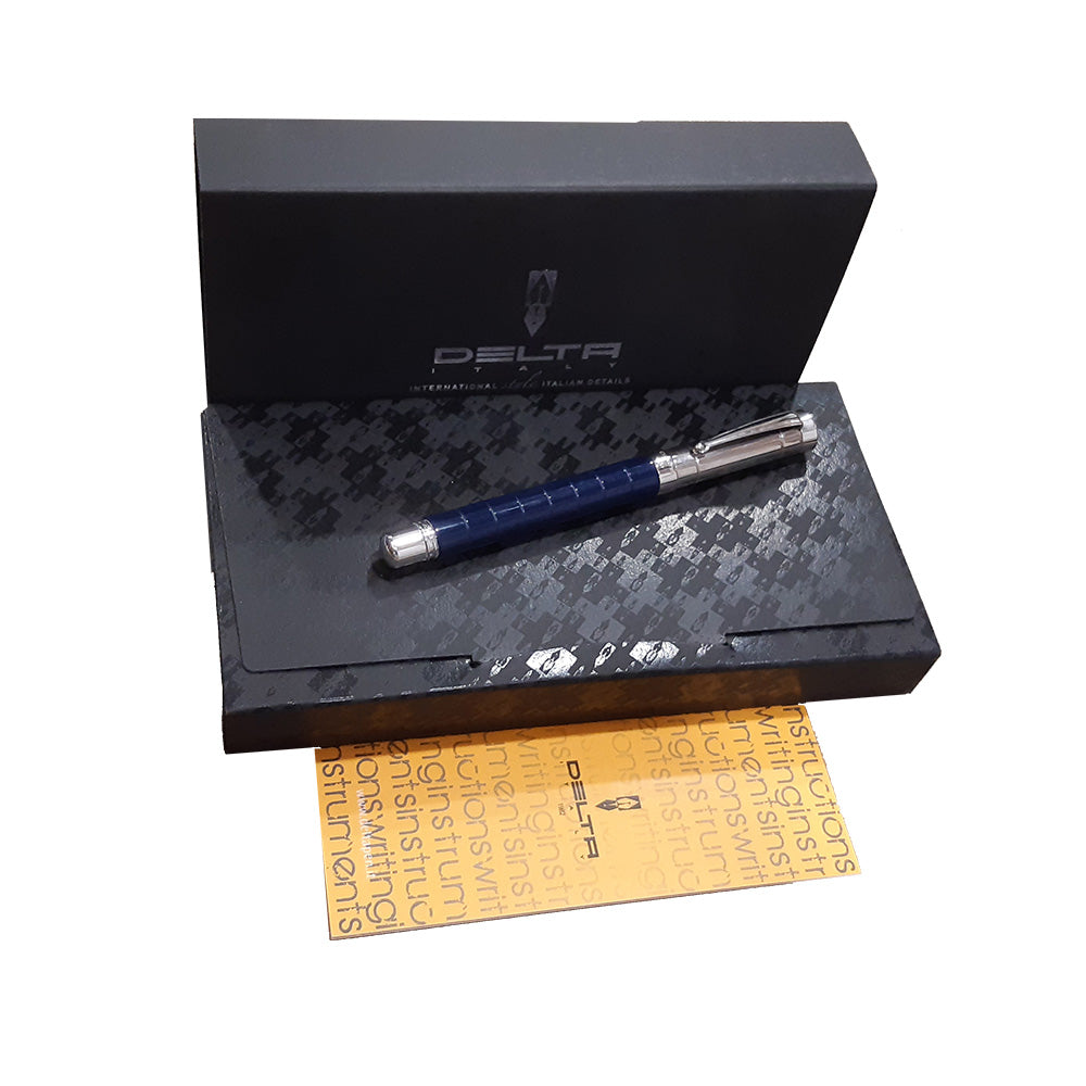 Delta Prestige Doue Blue Resin with Sterling Silver Cap Rollerball Pen