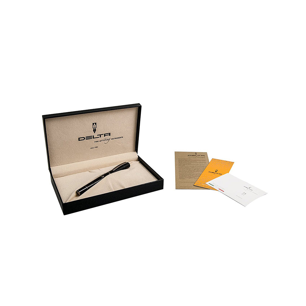 Delta Oblo Black Resin with Rhodium Trim Fountain Pen – Broad Nib