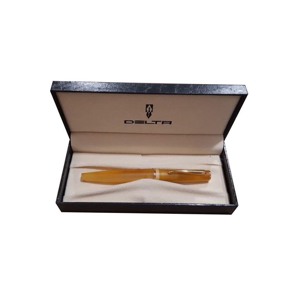 Delta Italiana Amber & Ivory Resin with Gold Trim Non-Stop Rollerball Pen
