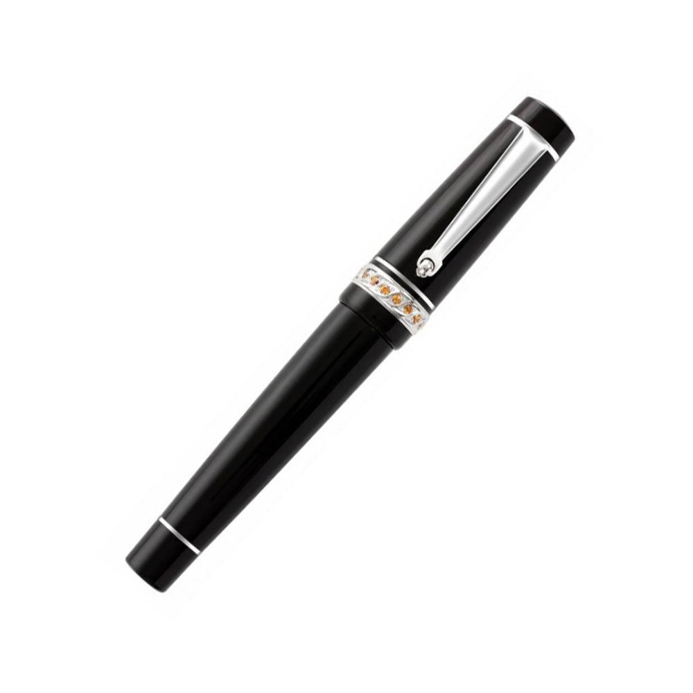 Delta Stones Black Resin and Ring with Swarovski Stones Rollerball Pen