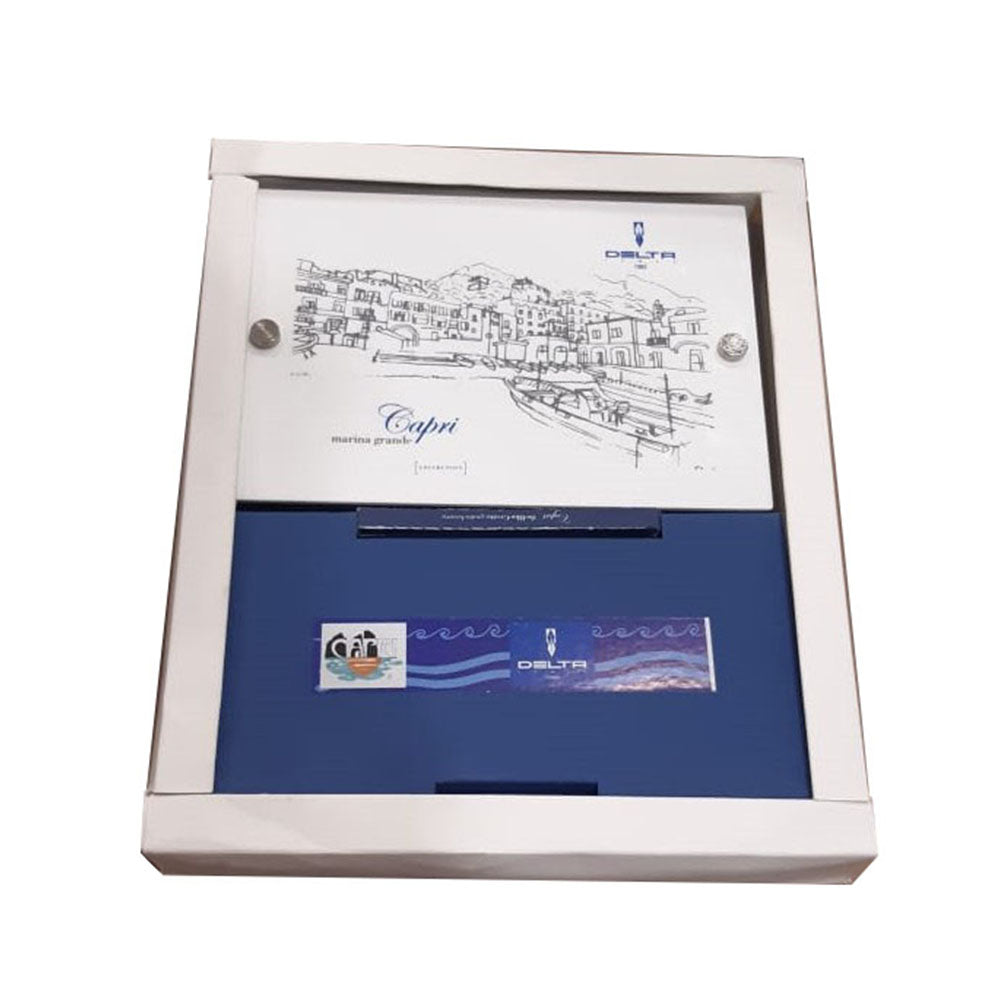 Delta Capri Marina Grande Dark Blue Resin with Sterling Silver Trim Ballpoint Pen