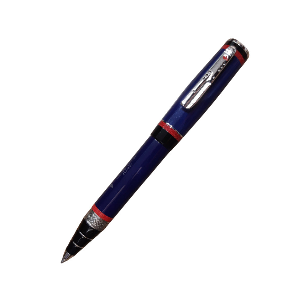 Delta Maya Limited Edition Blue-Red Resin with 925% Sterling Silver Trim Rollerball Pen