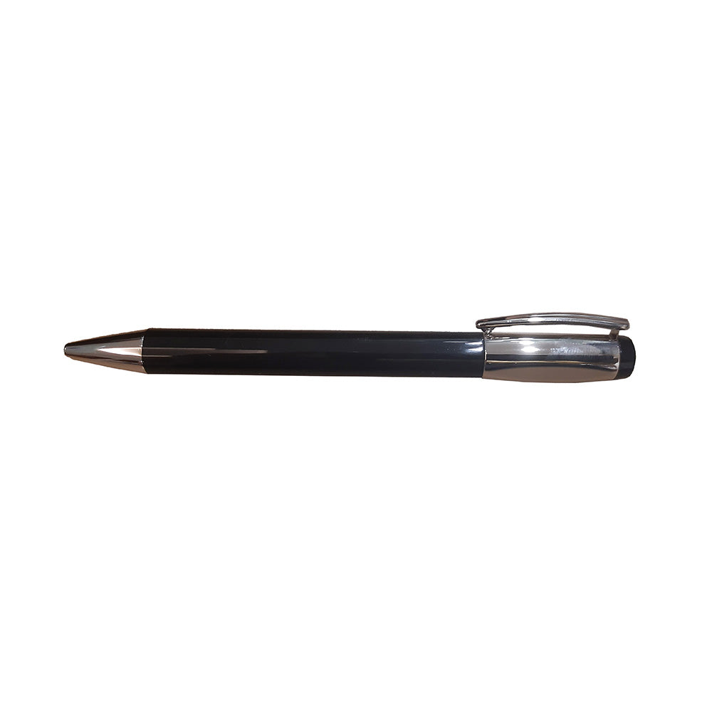Delta Mask Black Resin with Polished Chrome Cap Ballpoint Pen