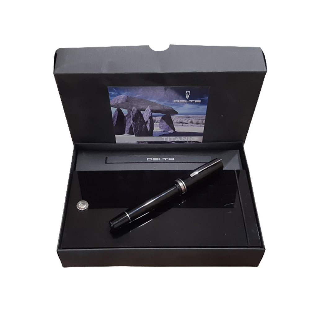 Delta Titanio Black Resin with Titanium Trim Rollerball Pen