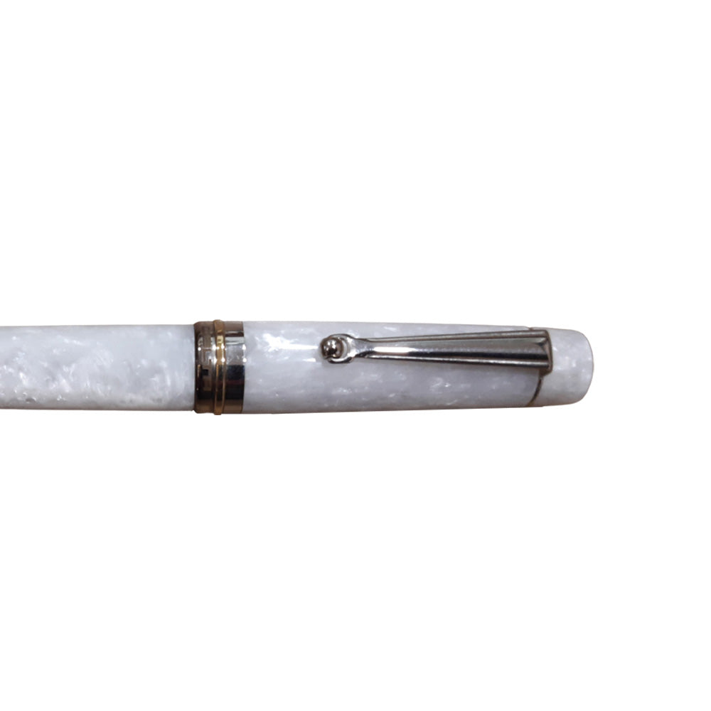 Delta Vintage Pearl White Resin with Platinum Mask Trim Rollerball Pen