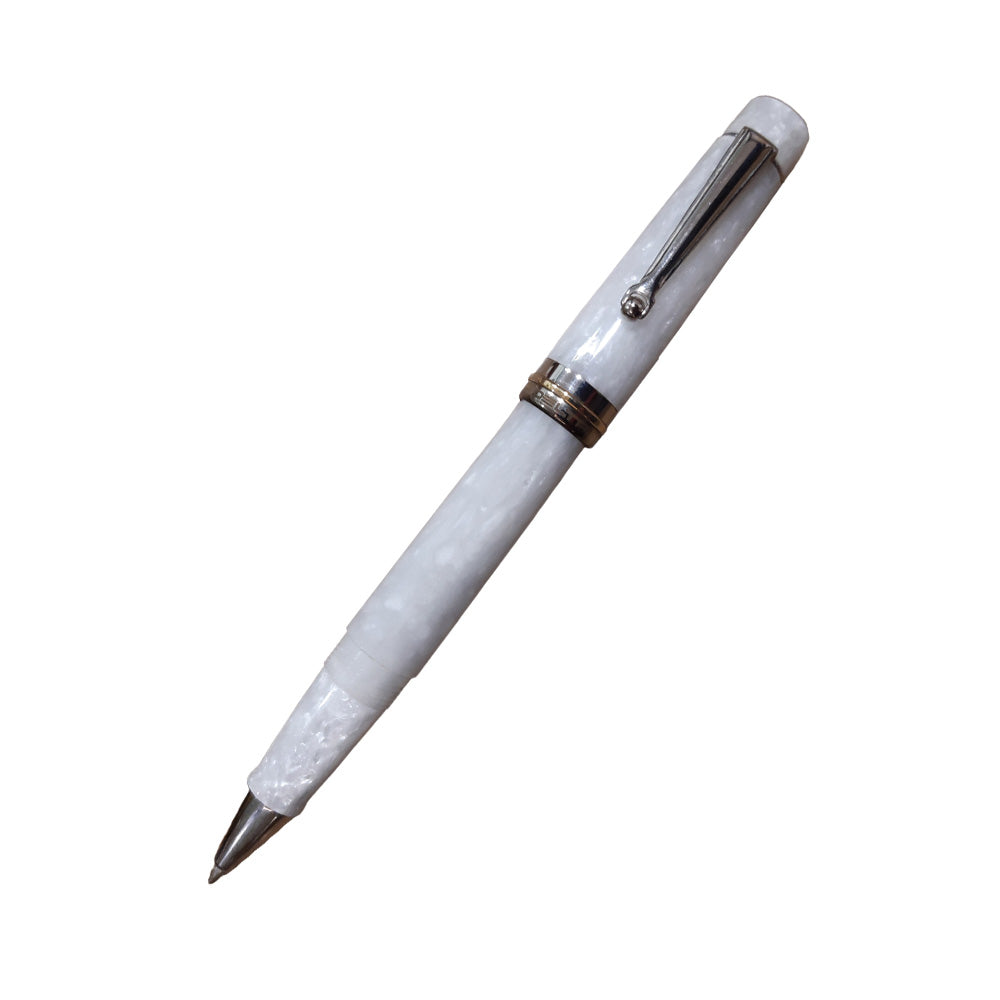 Delta Vintage Pearl White Resin with Platinum Mask Trim Rollerball Pen