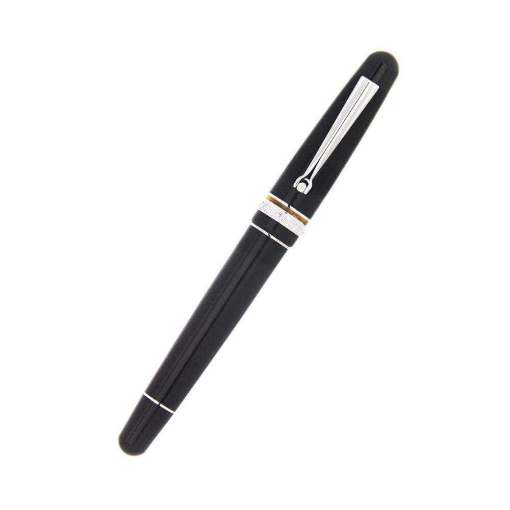 Delta Dolcevita Soiree Fusion Black Resin with Orange Ring Fountain Pen – 18kt Gold Fusion Fine Nib
