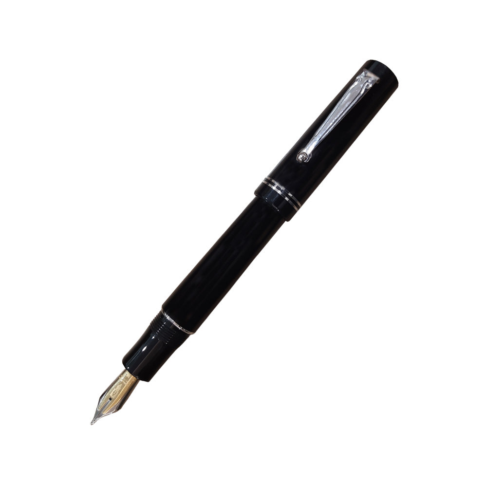 Delta The Journal Black Resin with Rhodium Trim Fountain Pen – 18Kt Gold Fusion Medium Nib