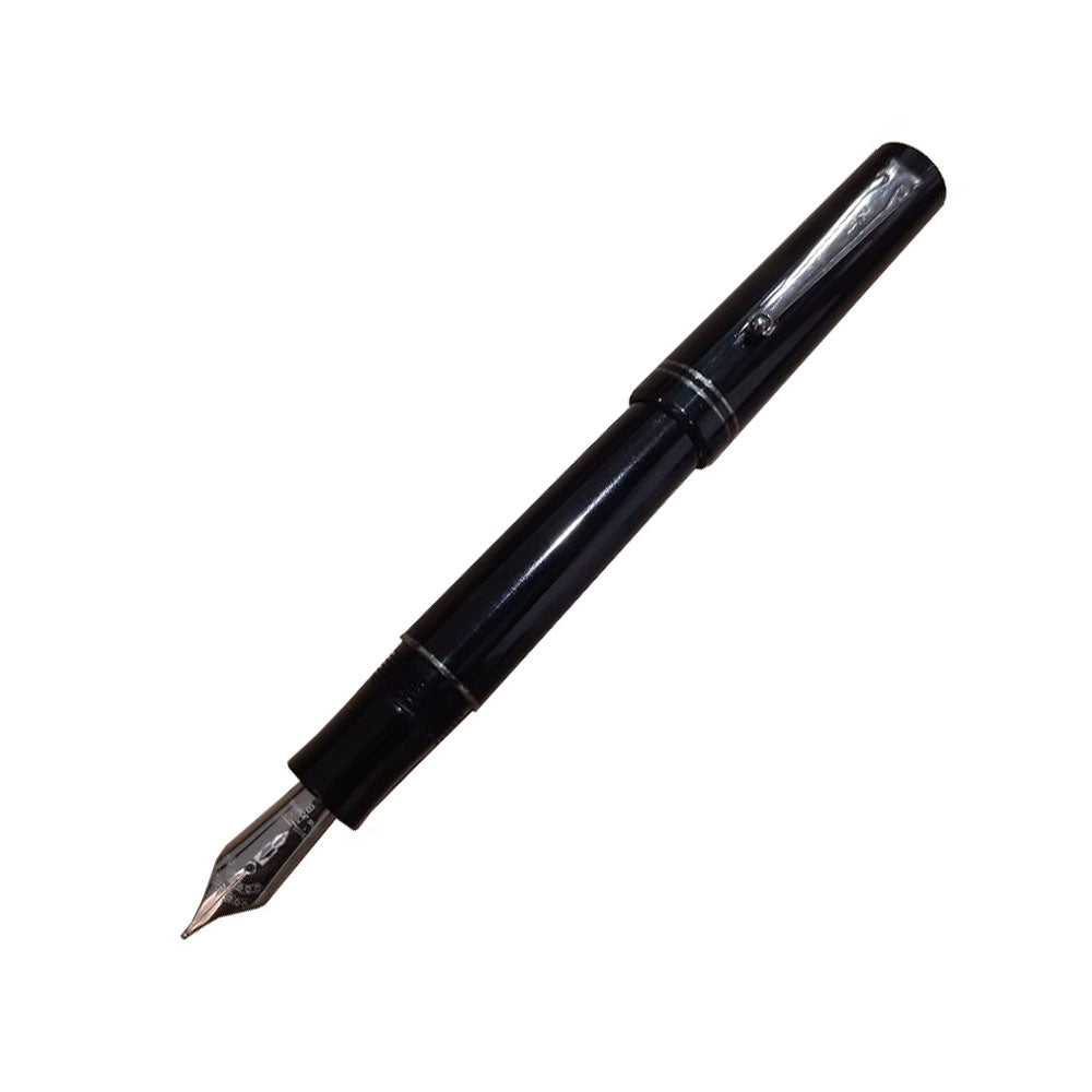 Delta The Journal Black Resin with Gun Metal Trim Fountain Pen - Broad Nib