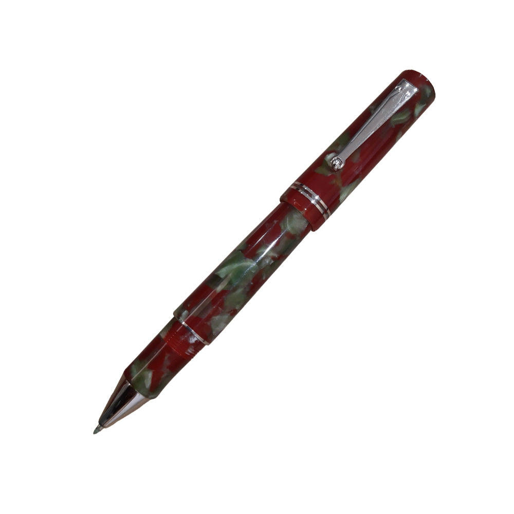Delta The Journal Marbled Red with Rhodium Trim Rollerball Pen