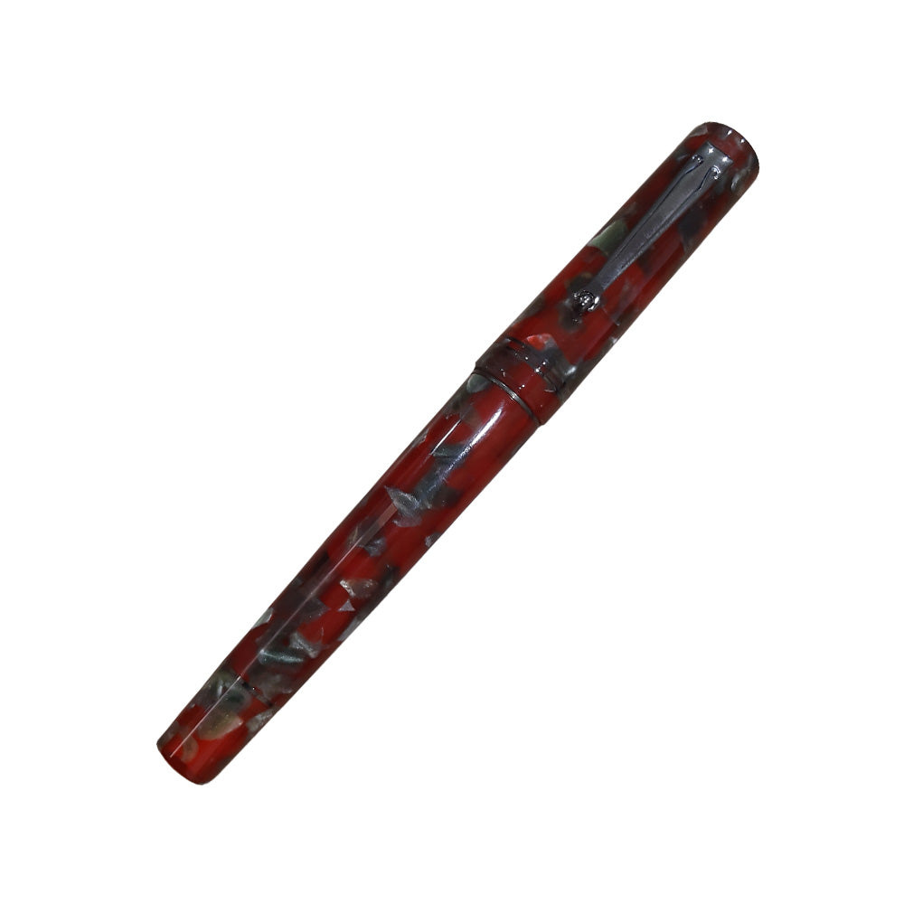 Delta The Journal Marbled Red with Gunmetal Trim Rollerball Pen