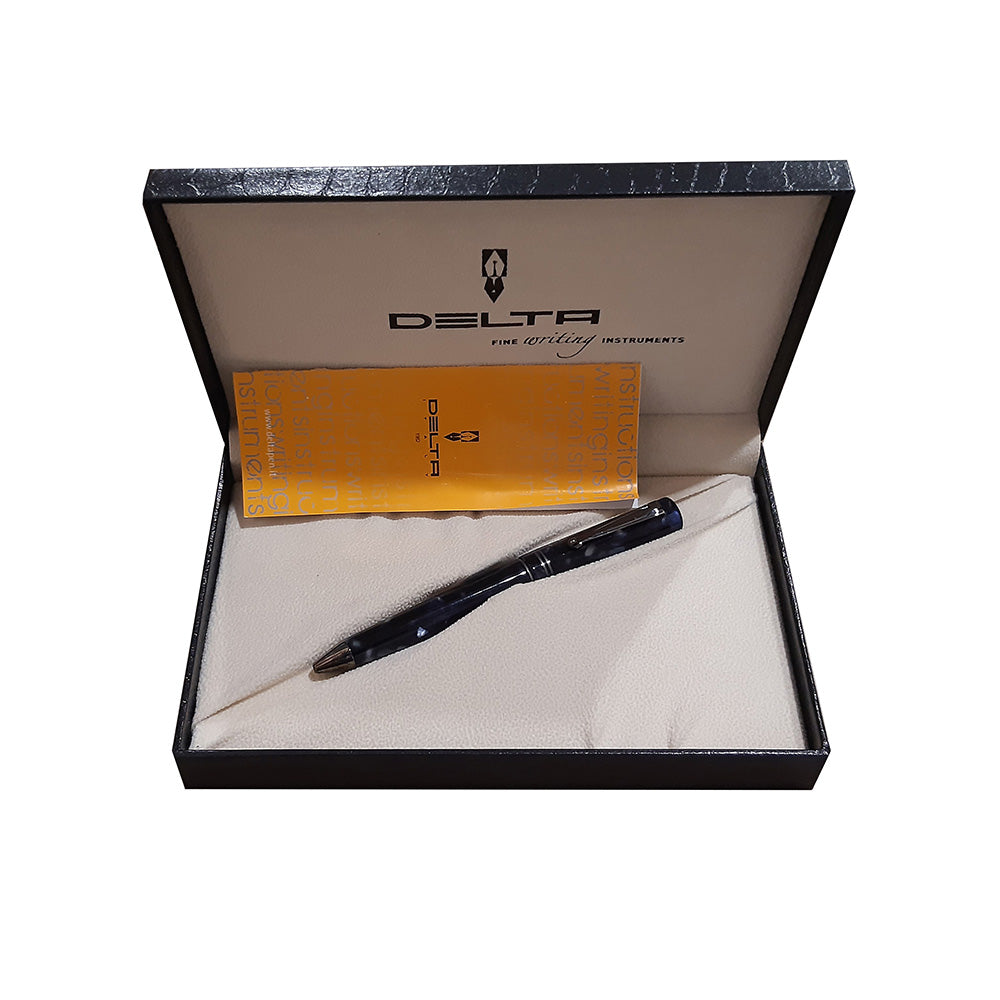 Delta The Journal Marbled Blue Resin with Gunmetal Trim Ballpoint Pen
