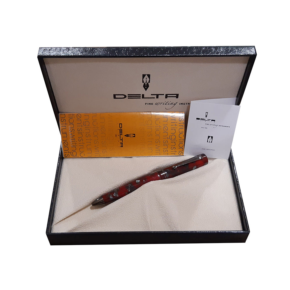Delta The Journal Marbled Red Resin with Gunmetal Trim Ballpoint Pen