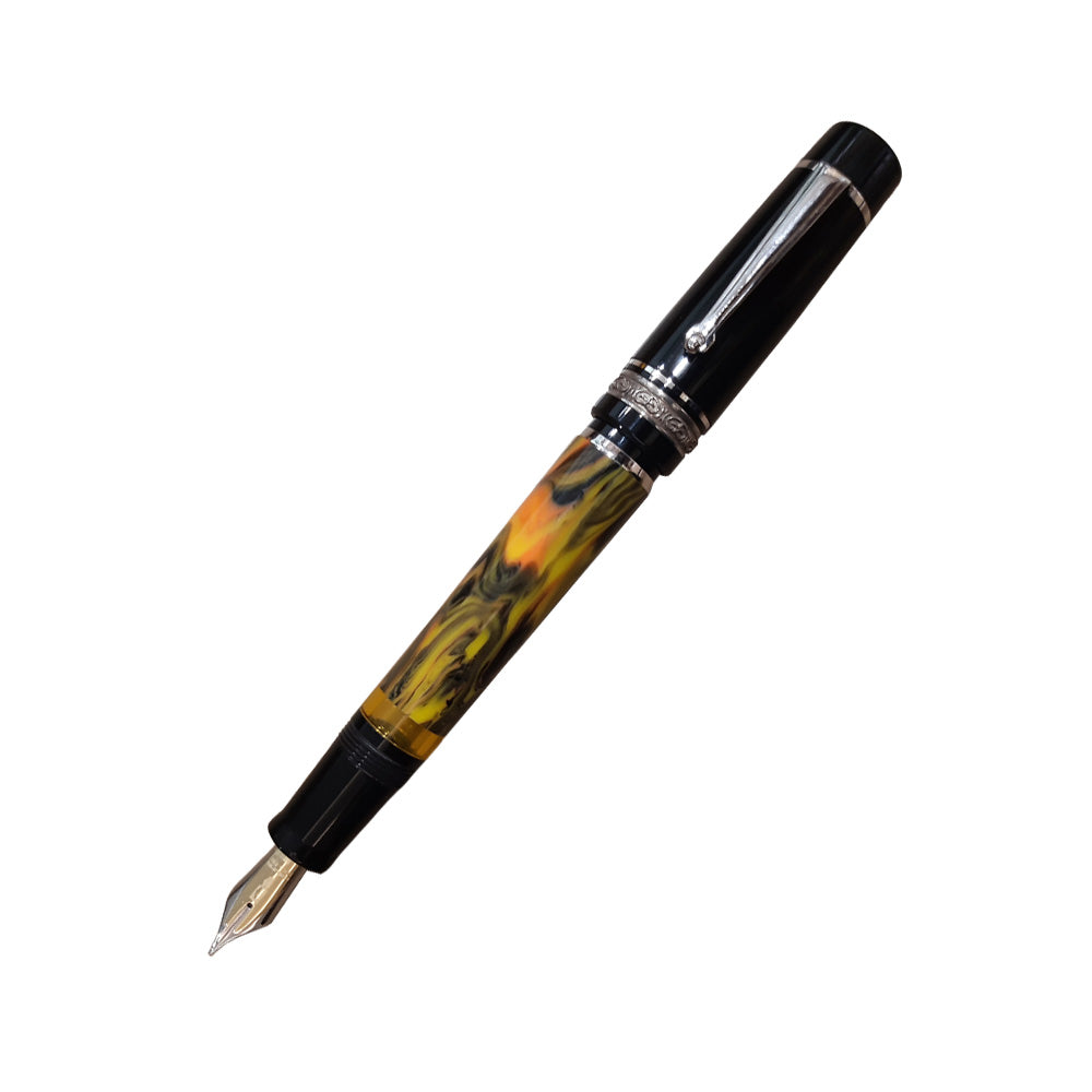 Delta Galleria Doue Multicolour Resin Black Cap Rhodium Trim Fountain Pen – 18Kt Fusion Broad Nib