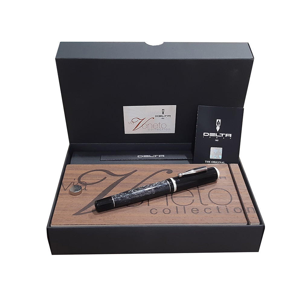 Delta Via Veneto Black-Grey Resin Rollerball Pen