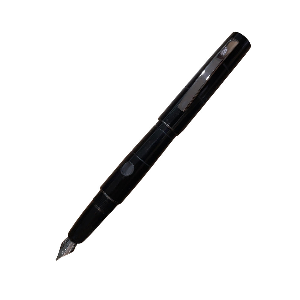 Delta Oblo Black Resin with Black Rhodium Trim Fountain Pen – Broad Nib