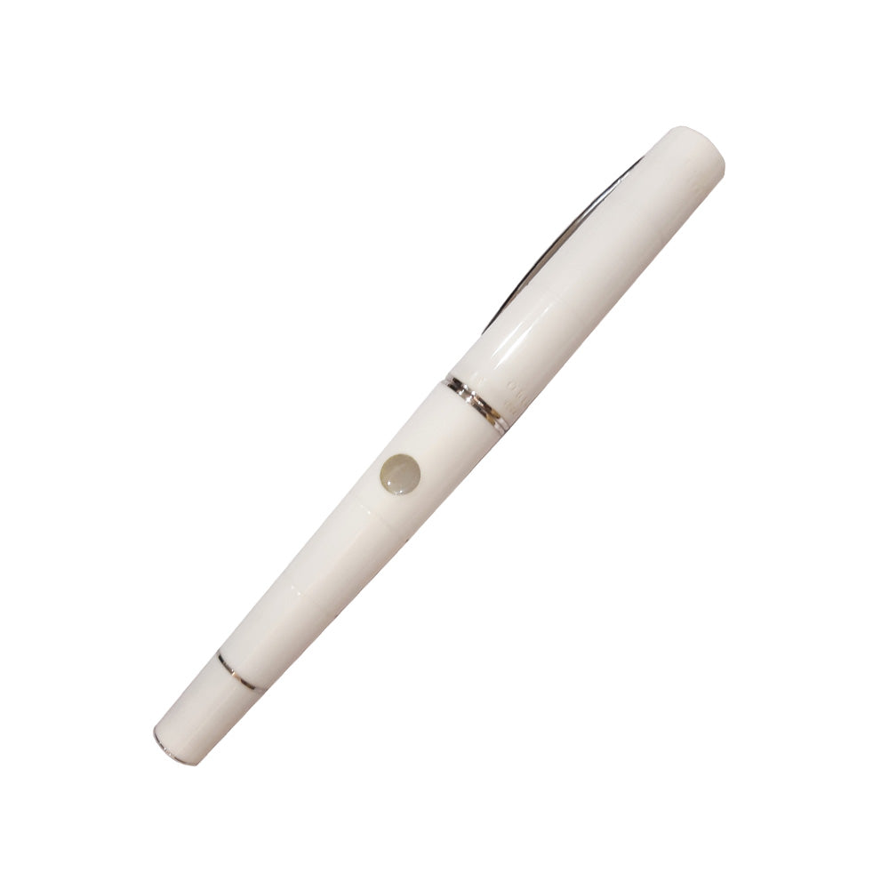 Delta Oblo White Resin with Rhodium Trim Fountain Pen - Fine Nib