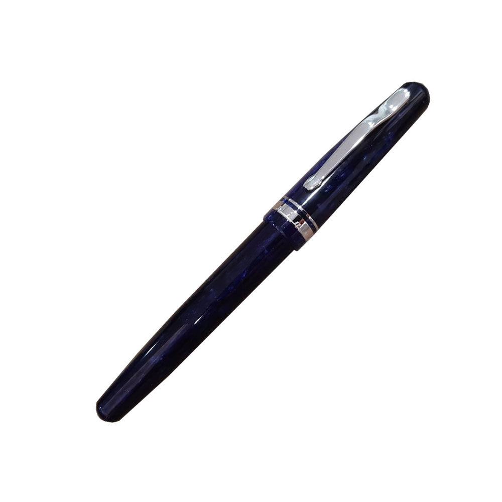 Delta Fusion 82 Blue Resin with Rhodium Trim Fountain Pen - 18kt Gold Nib