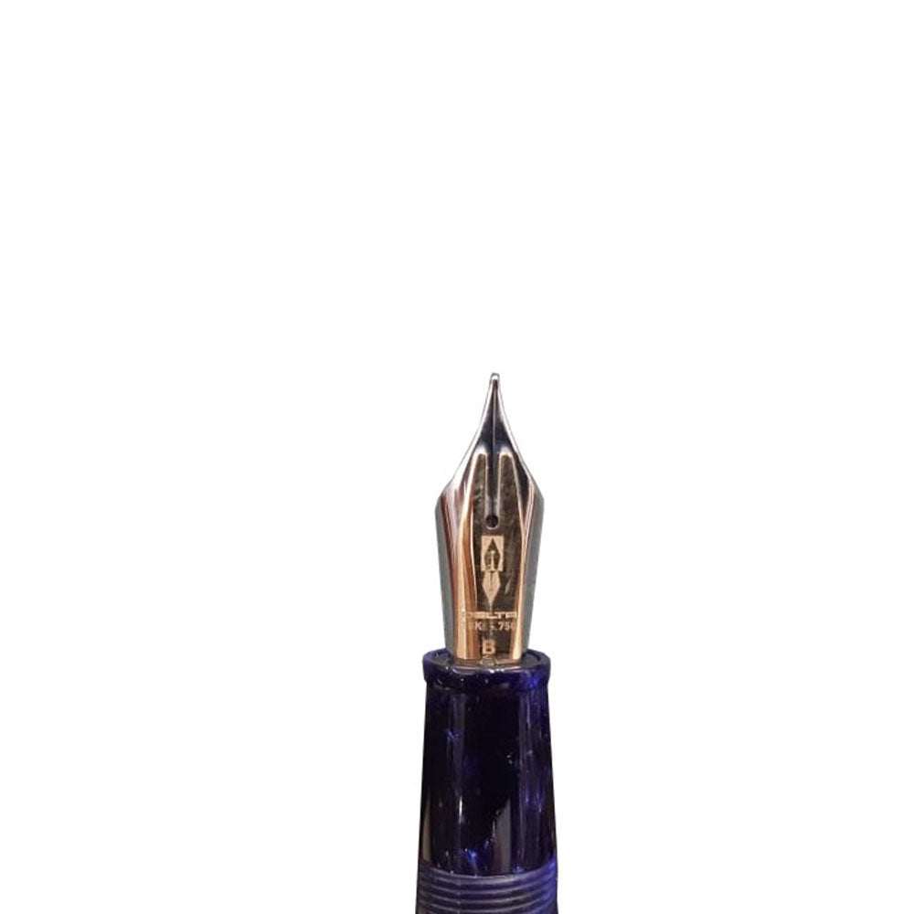 Delta Fusion 82 Blue Resin with Rhodium Trim Fountain Pen - 18kt Gold Nib
