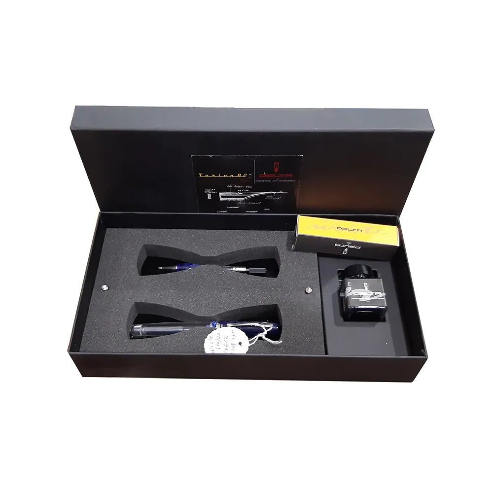 Delta Fusion 82 Gift Demonstrator Marbled Blue Resin Fountain Pen - 18Kt Fusion Medium Nib