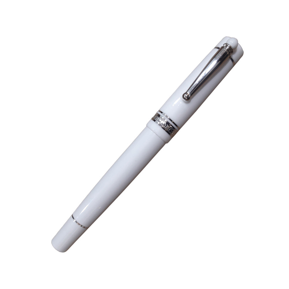 Delta We Emotion White Resin with Metal Trim & Clip Fountain Pen – Broad Nib