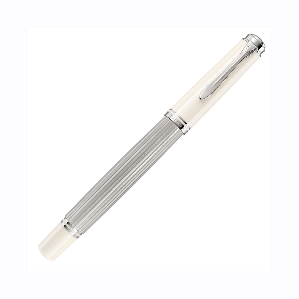 Pelikan Souveran M405 Silver-White Resin Fountain Pen - 14Kt Gold-Rhodium Fine Nib