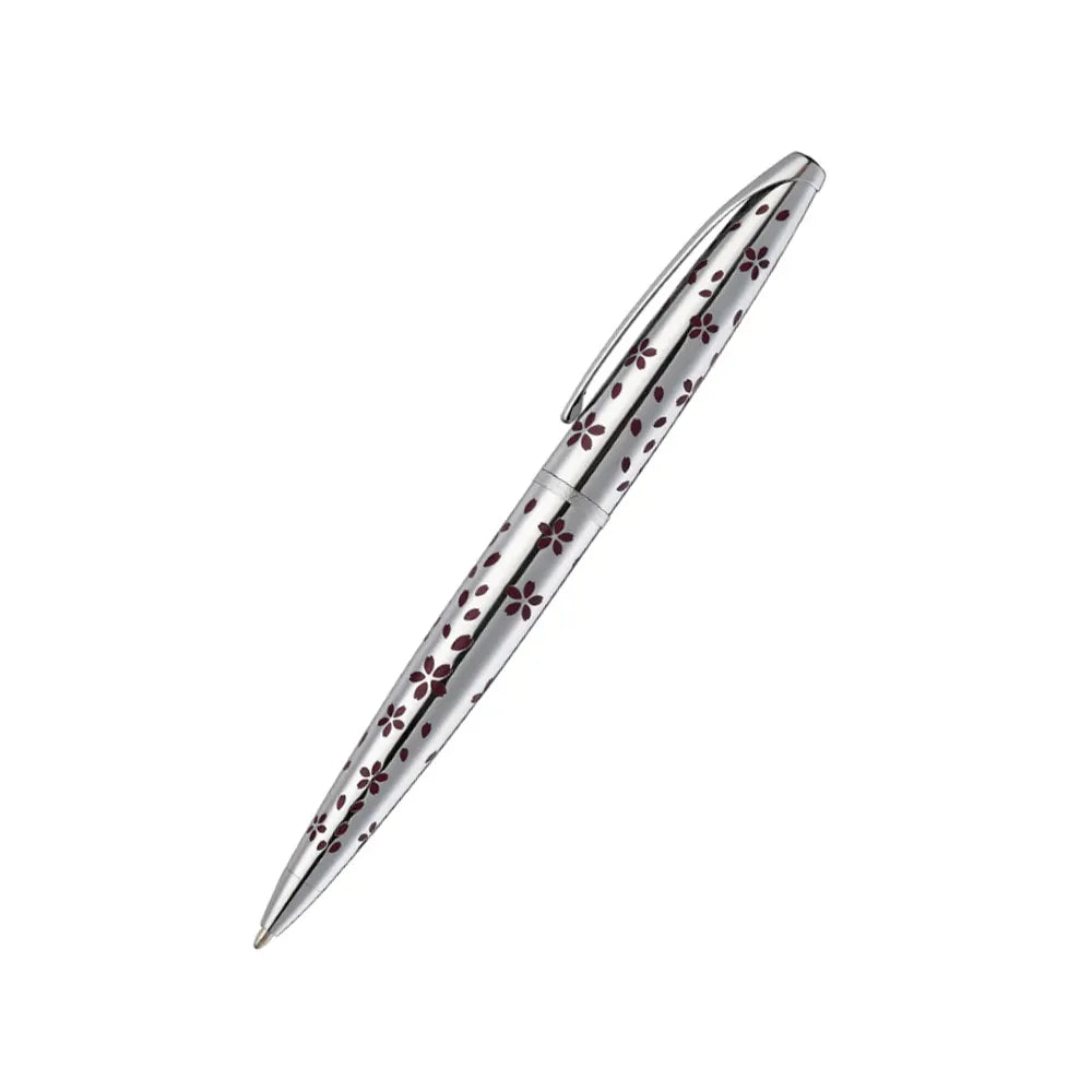 Cross ATX Cherry Blossom Polished Chrome with Polished Chrome Trim Ballpoint Pen