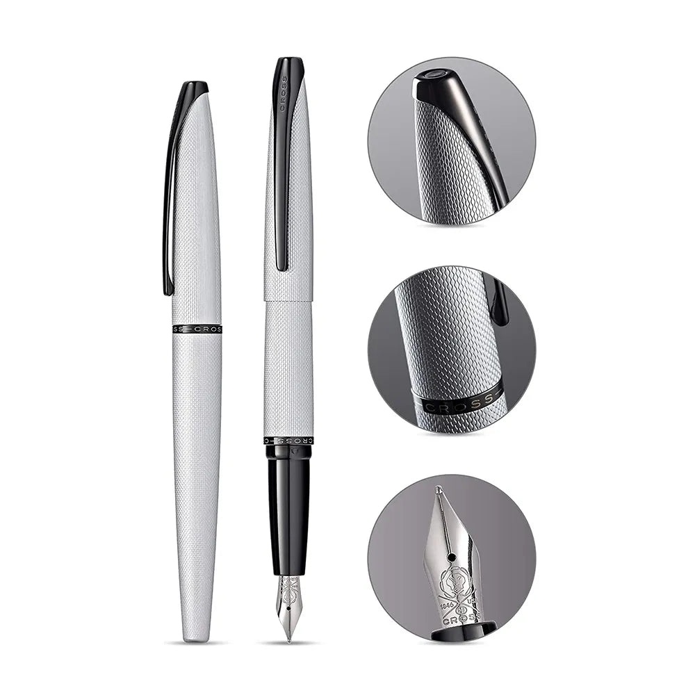 Cross ATX Brushed Chrome Fountain Pen - Stainless Steel Nib